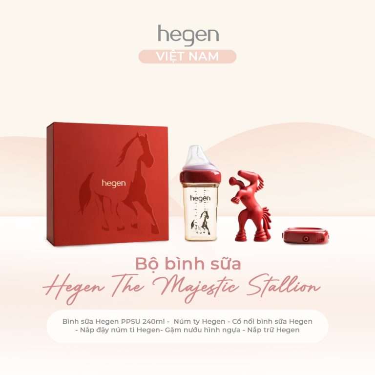 Bộ Bình Sữa Hegen The Majestic Stallion Collection 240ml, Núm Ti M (3–6M) Limited
