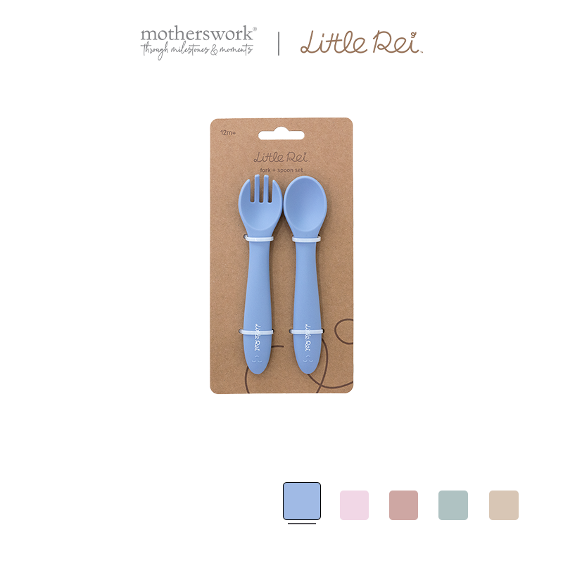 Bộ Muỗng Nĩa Silicone Little Rei Cao Cấp Cho Bé Tập Ăn Dặm