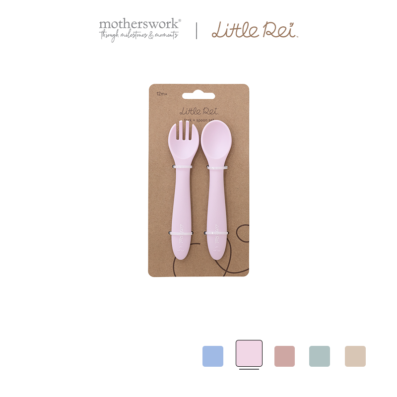 Bộ Muỗng Nĩa Silicone Little Rei Cao Cấp Cho Bé Tập Ăn Dặm
