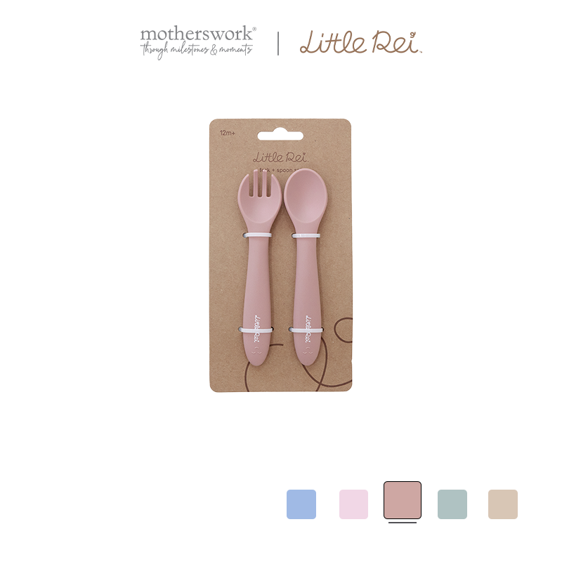 Bộ Muỗng Nĩa Silicone Little Rei Cao Cấp Cho Bé Tập Ăn Dặm