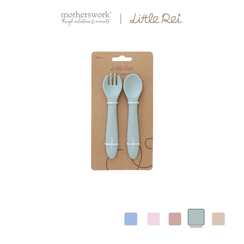 Bộ Muỗng Nĩa Silicone Little Rei Cao Cấp Cho Bé Tập Ăn Dặm