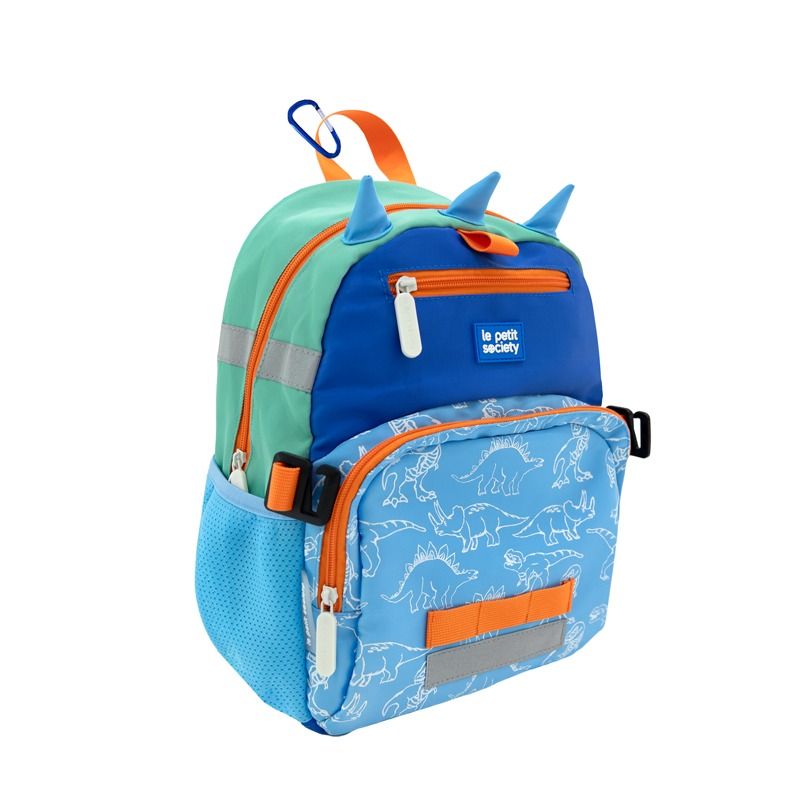 Balo Đi Học Le Petit Society Mini Backpack - Cho Bé Từ 5 Tuổi - Họa Tiết Arcade Blue/Dino