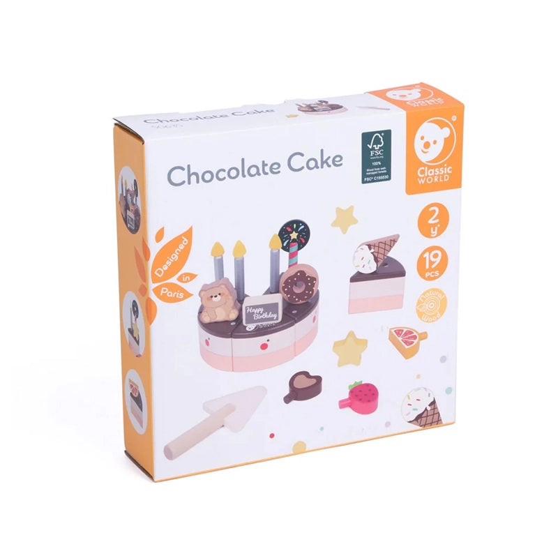 Bộ Đồ Chơi Gỗ Cắt Bánh Kem Sô-Cô-La Chocolate Cake | Classic World