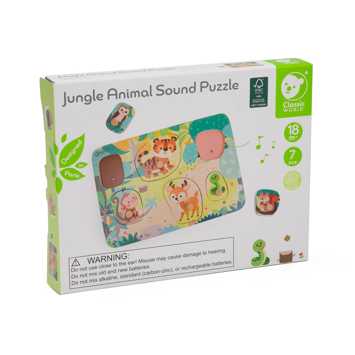 Đồ Chơi Bảng Ghép Hình Âm Thanh Động Vật Hoang Dã Jungle Animal Sound Puzzle | Classic World