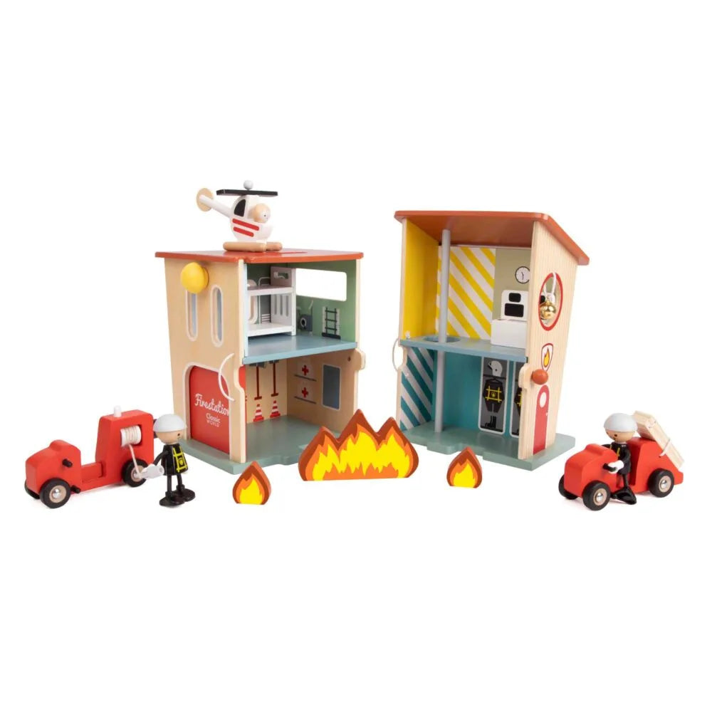 Đồ Chơi Mô Hình Trạm Cứu Hỏa Bằng Gỗ Fire Station | Classic World