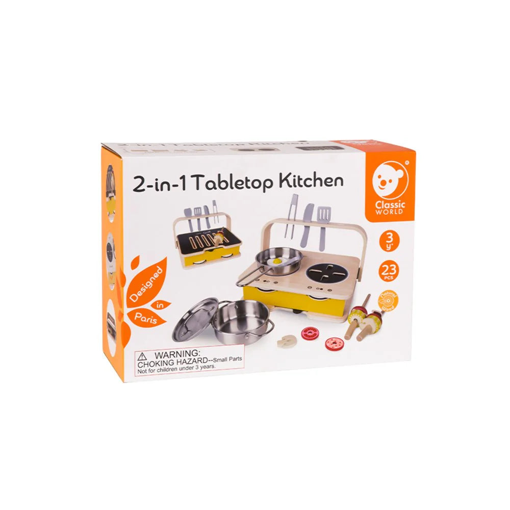 Classic World 2-in-1 Kitchen Playset with 23 Pieces for Kids
