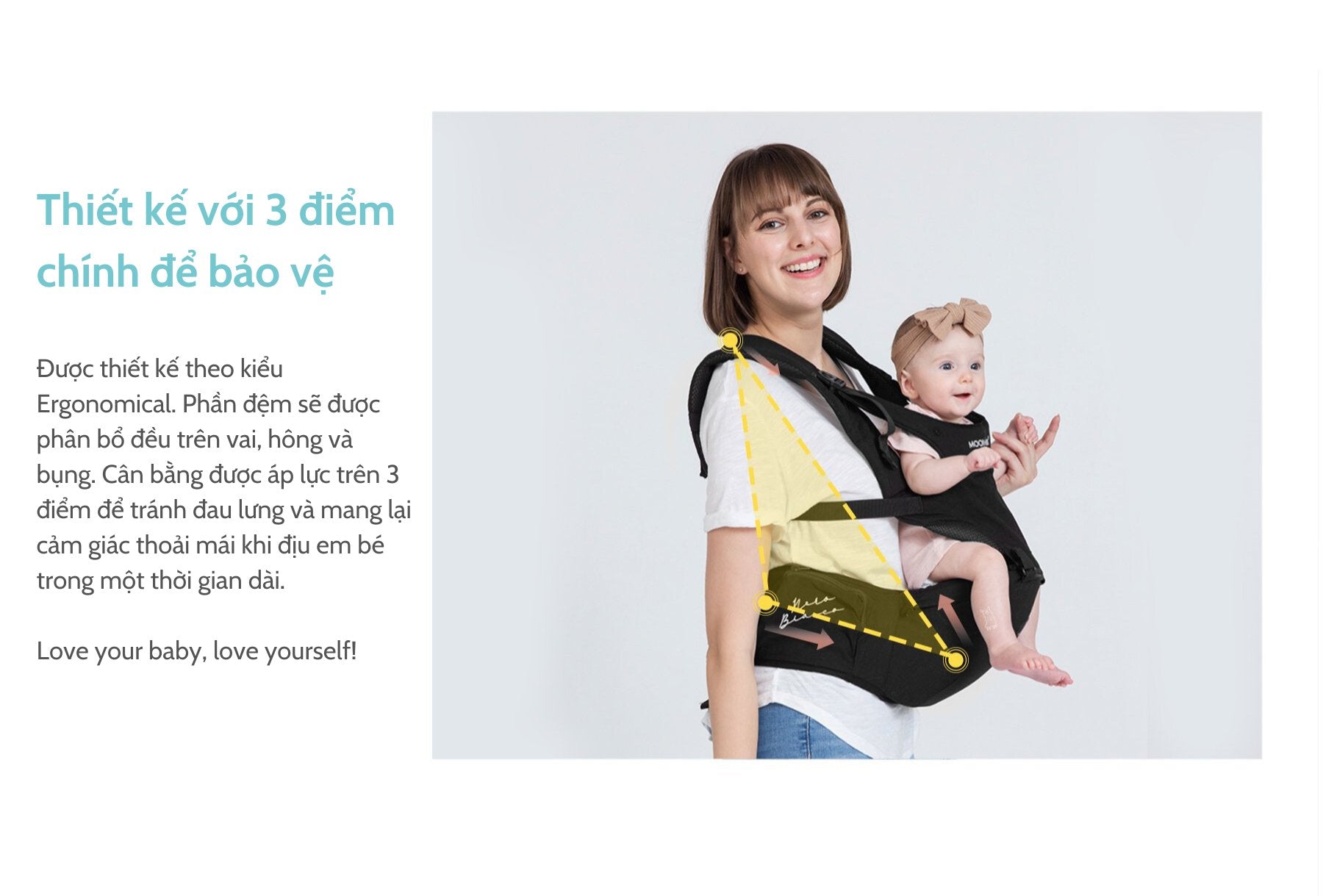 Địu Ngồi Em Bé Cao Cấp Nero Bianco X MOOIMOM