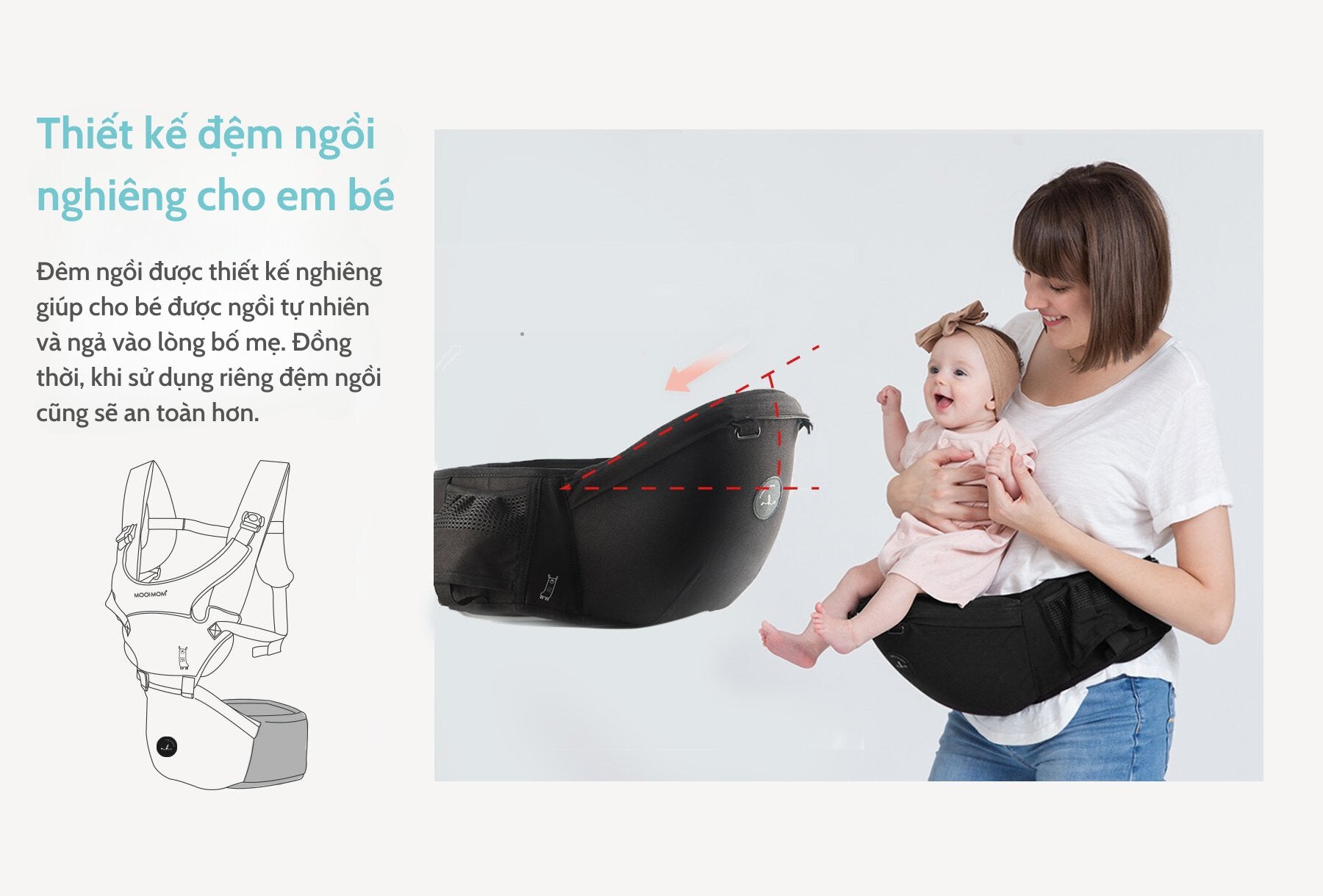 Địu Ngồi Em Bé Cao Cấp Nero Bianco X MOOIMOM