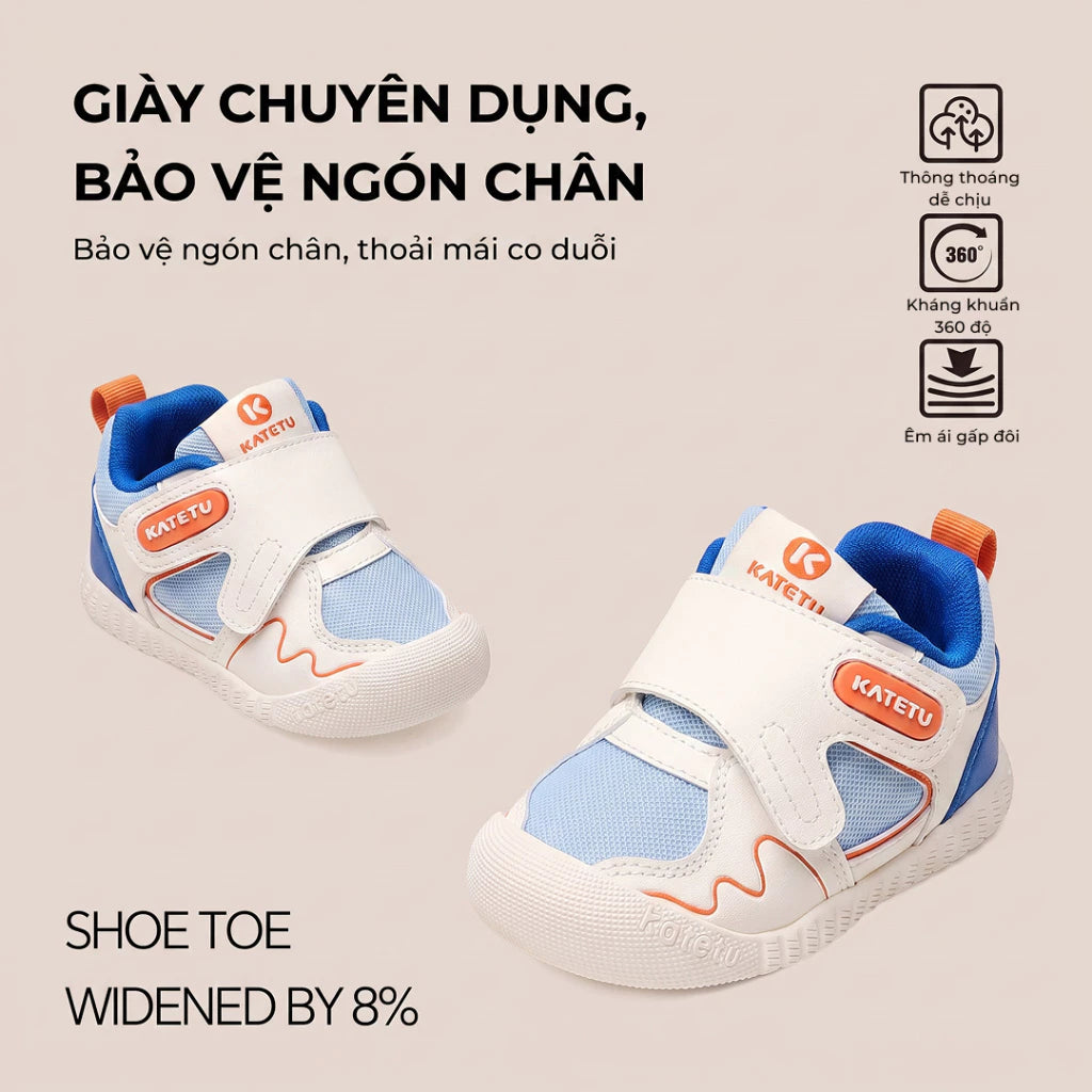 Giày Tập Đi Cho Bé Hỗ Trợ Gót Chống Bàn Chân Bẹt Vai Tencel Màu Hồng | Katetu
