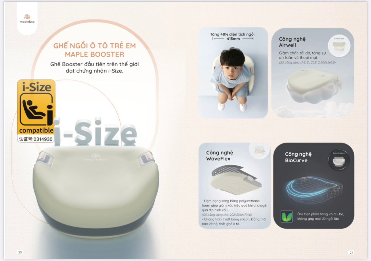 Ghế ngồi ô tô Maple&Co Booster cho bé 3-12 tuổi