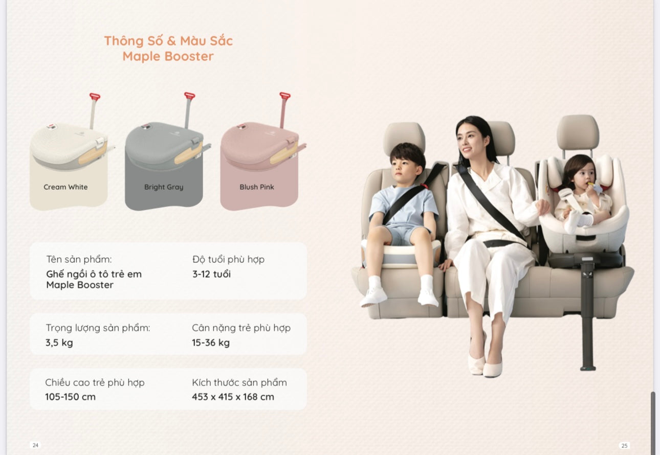 Ghế ngồi ô tô Maple&Co Booster cho bé 3-12 tuổi