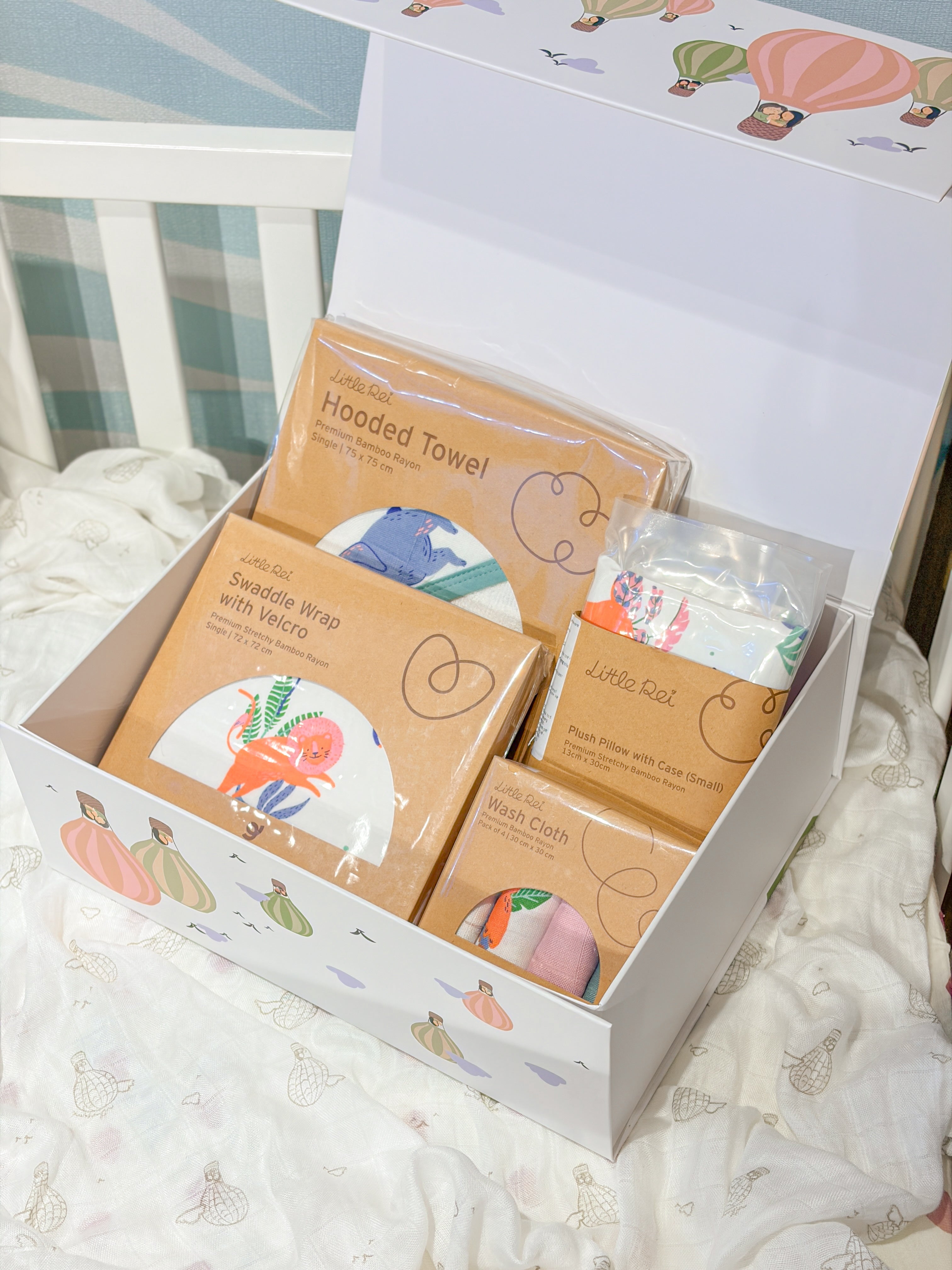 Little Rei Gift Box for Baby Including Bolster, Swaddle, and Blanket