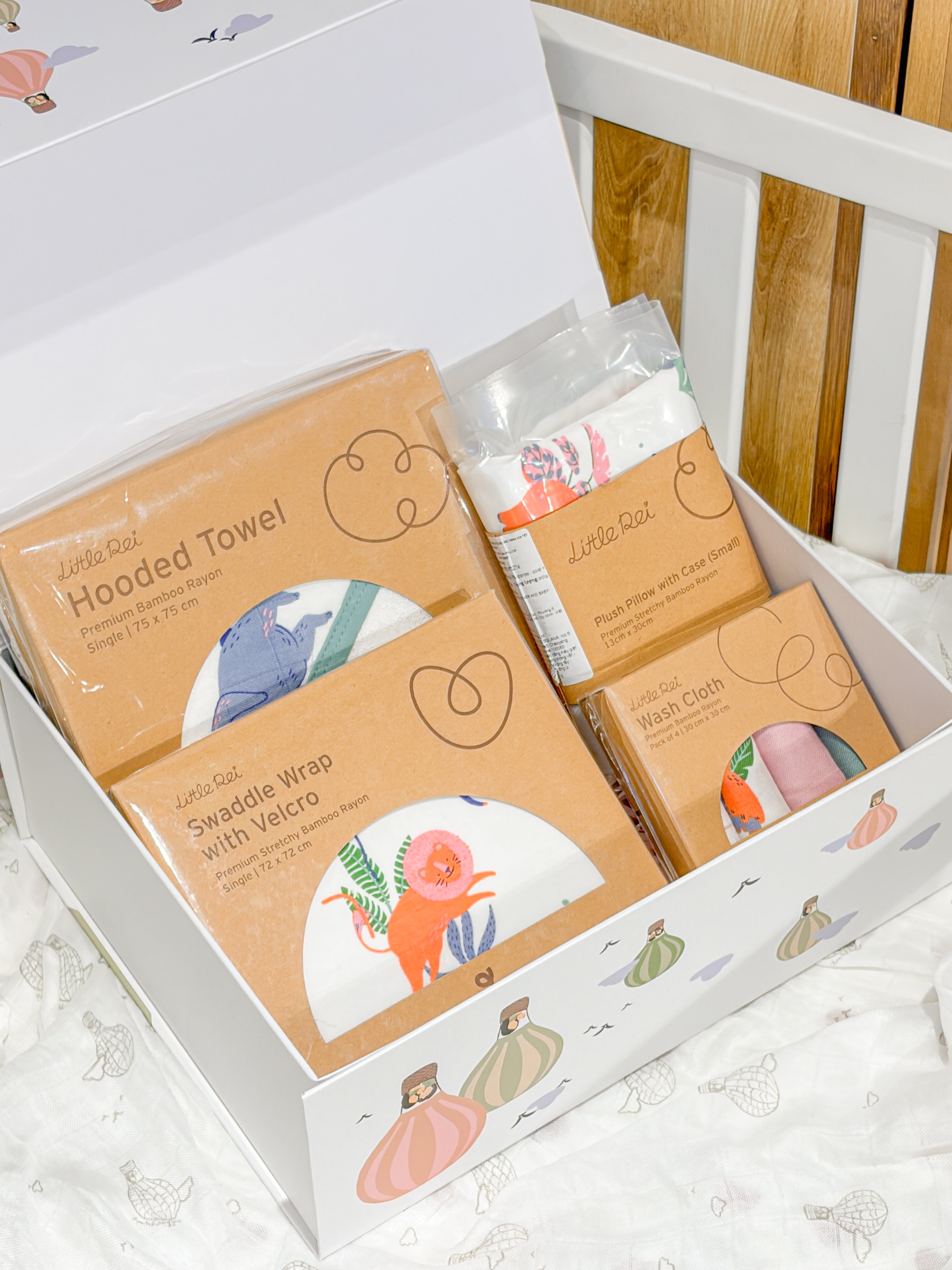 Little Rei Gift Box for Baby Including Bolster, Swaddle, and Blanket