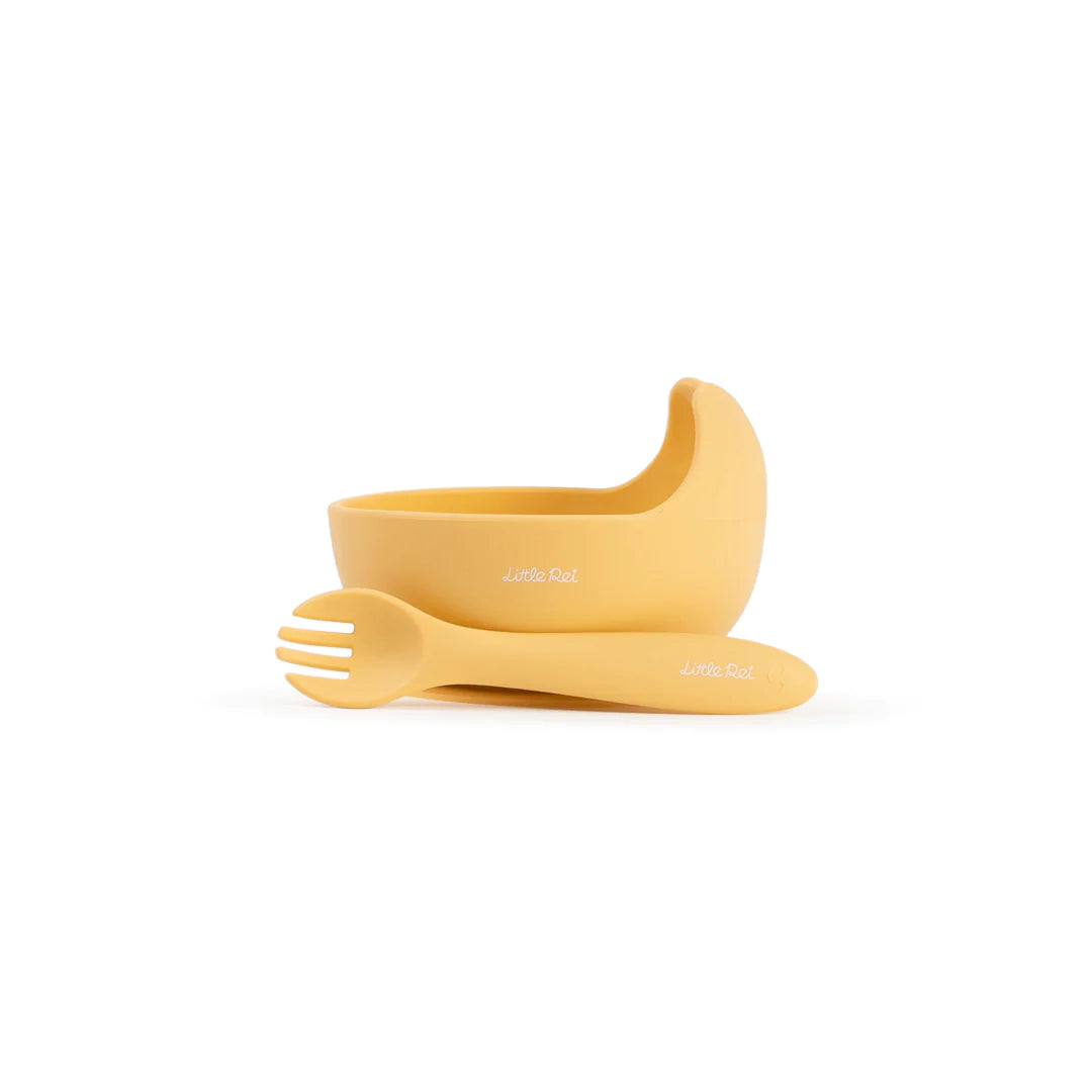 Silicone Bowl and Fork Set with Vacuum Suction Base