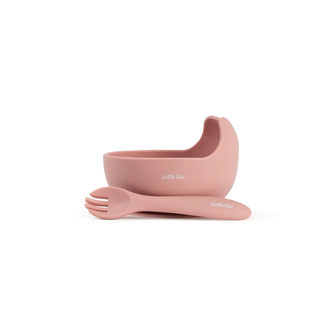 Silicone Bowl and Fork Set with Vacuum Suction Base