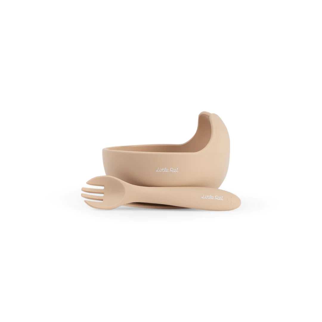 Silicone Bowl and Fork Set with Vacuum Suction Base