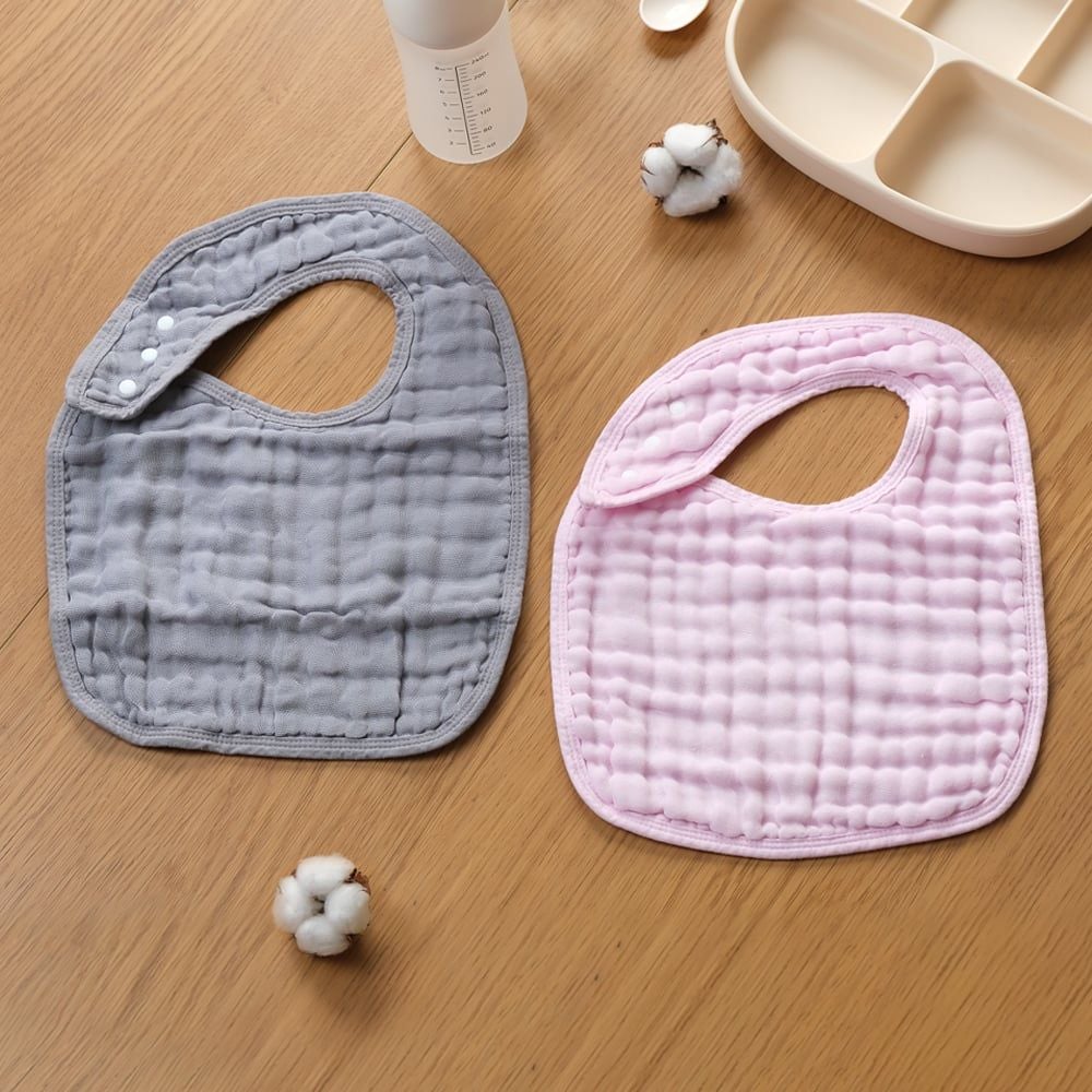 L'ANGE Square Bib - 9-Layer Cotton Fabric, Super Absorbent - Soft & Safe for Baby (Set of 2)