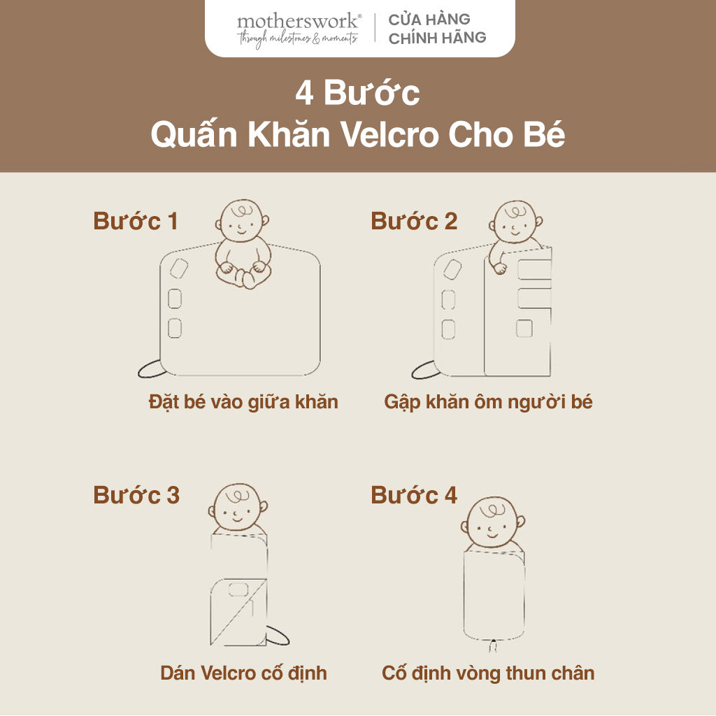 Khăn Quấn Cho Bé Ngủ Ngon, Thoáng Khí Little Rei Swaddle Wrap Velcro