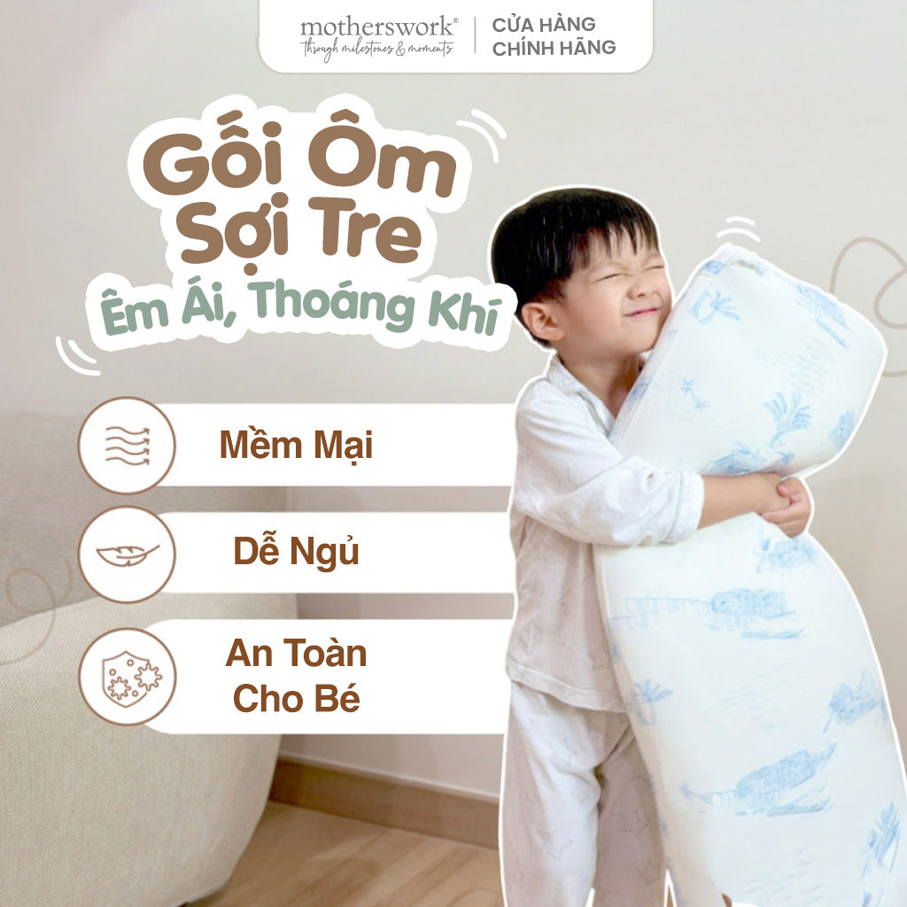 Gối Ôm Vải Sợi Tre  Little Rei, Nhiều Size Mềm Mại Cho Bé