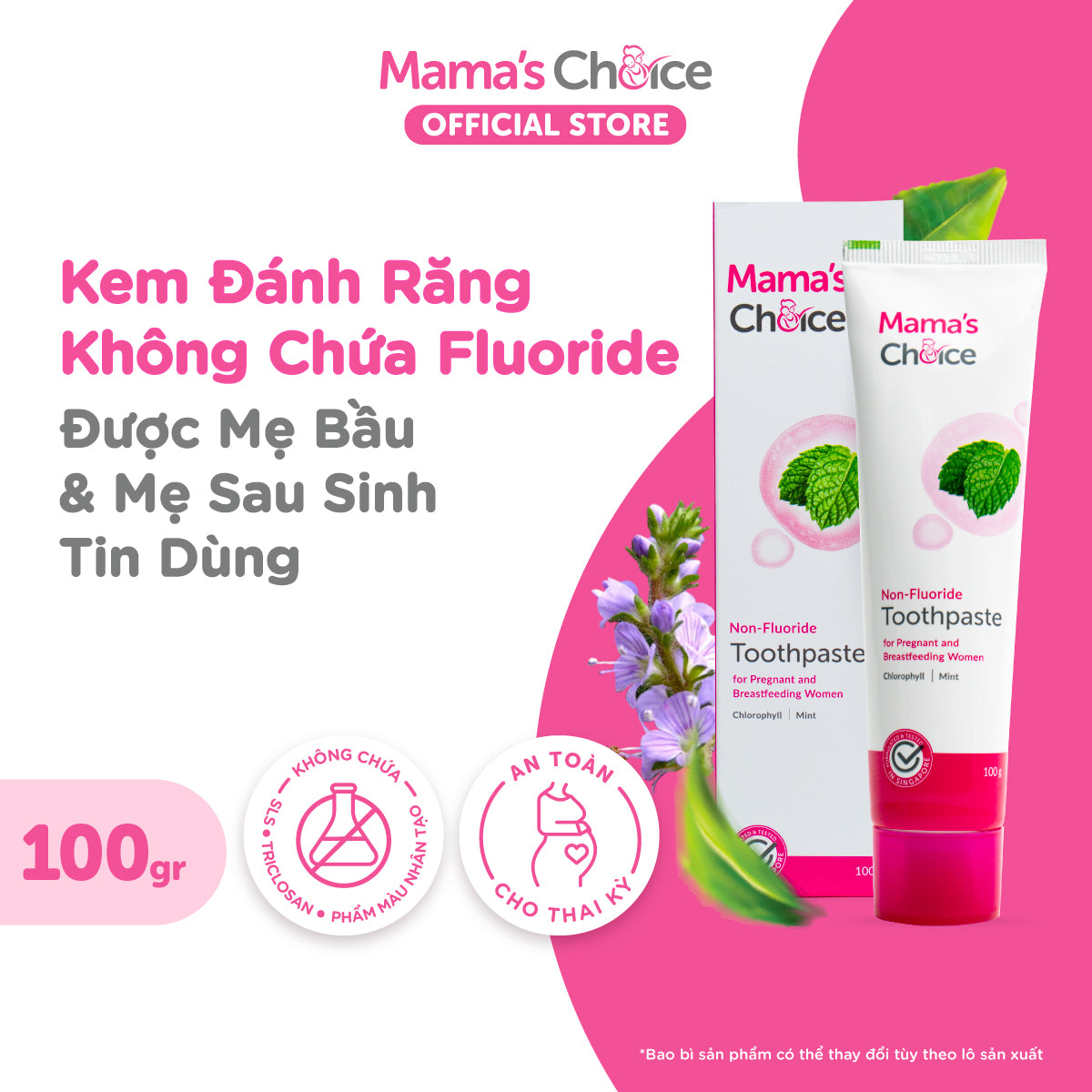 Mama's Choice Toothpaste - Fluoride Free, Safe for Pregnant &amp; Breastfeeding Mothers