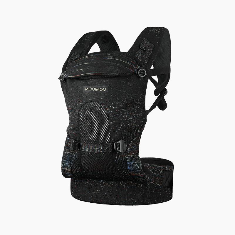 MOOIMOM MMO NERO BIANCO Premium Hipseat Carrier - Black, Comfortable & Safe for Babies 3-36 Months