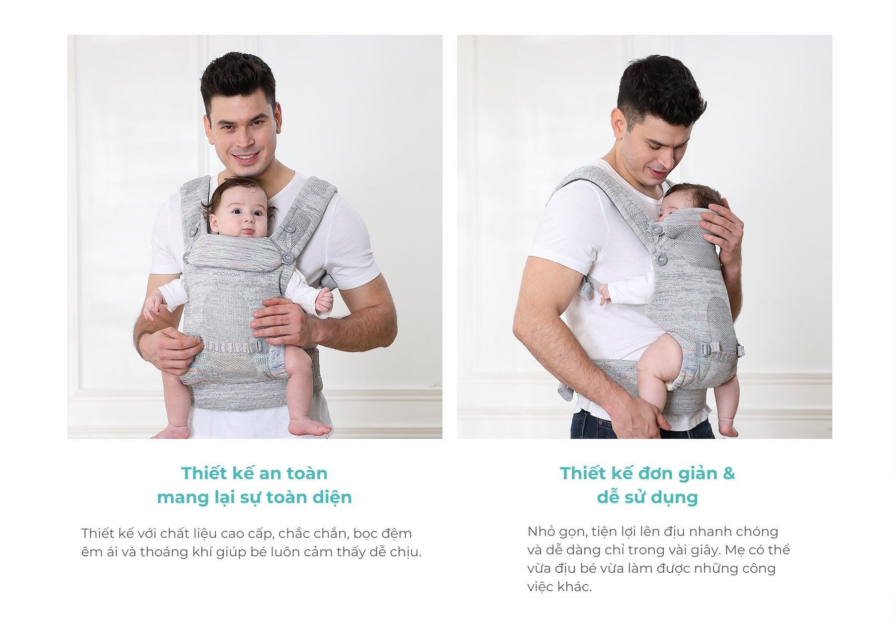 MOOIMOM PREMIUM AIRYKNIT Baby Carrier – Breathable & Comfortable for Ages 0-36 Months – Black