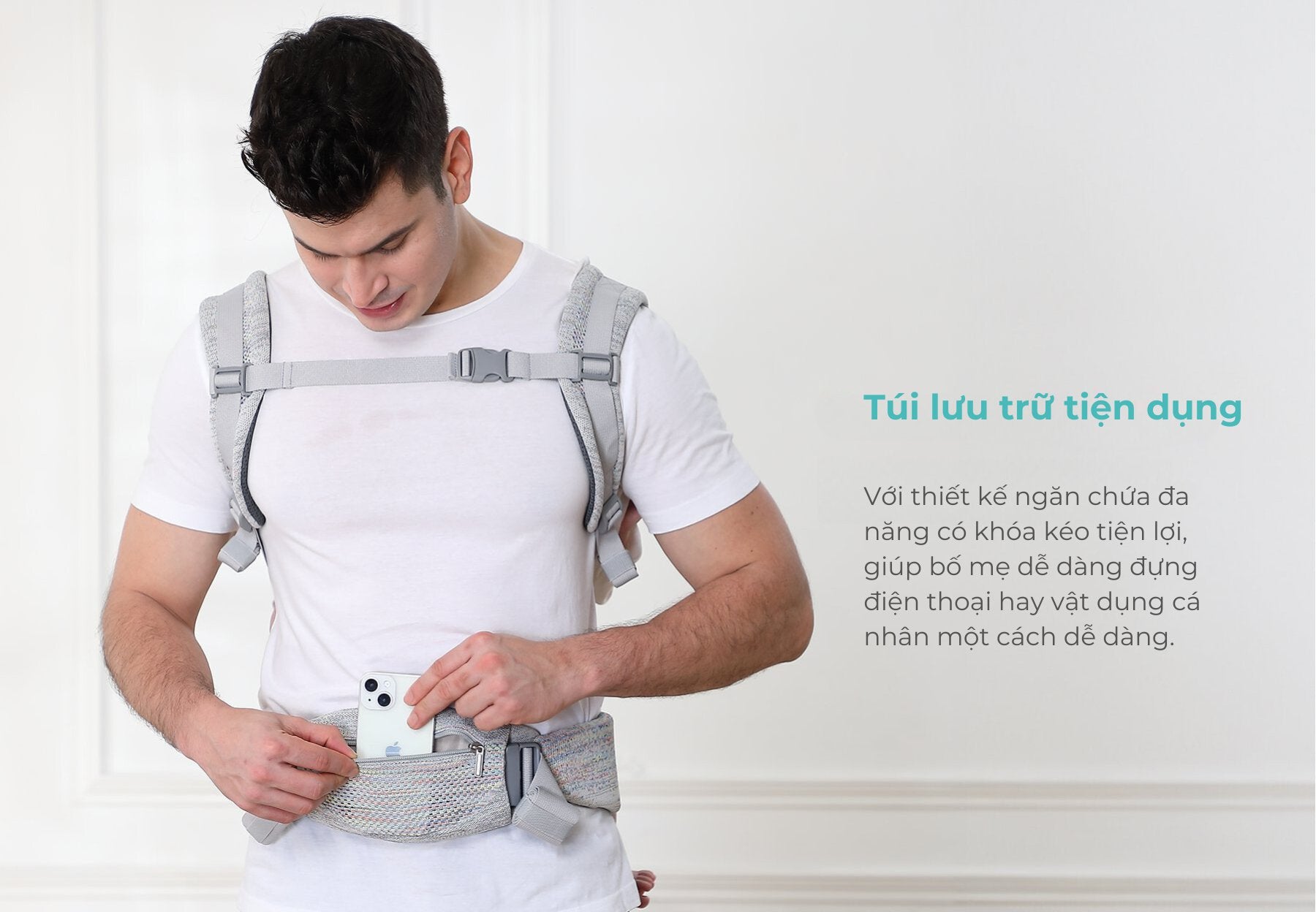 MOOIMOM MMO NERO BIANCO Premium Hipseat Carrier - Black, Comfortable & Safe for Babies 3-36 Months