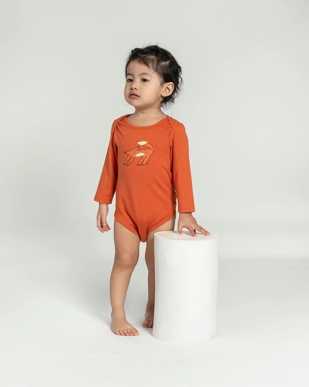 Bodysuit Dài Tay Họa Tiết Chú Cáo Màu Cam Cho Bé | NINUNAPZ
