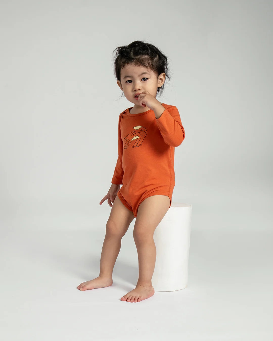 Bodysuit Dài Tay Họa Tiết Chú Cáo Màu Cam Cho Bé | NINUNAPZ