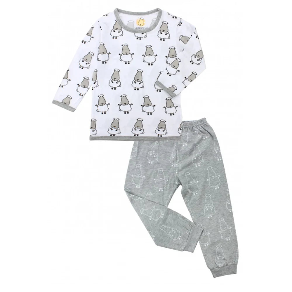 Bộ Đồ Ngủ Vải Sợi Tre Cho Bé Pyjamas Set - Họa Tiết Cừu To Trắng Xám Đa Dạng Độ Tuổi | Baa Baa Sheepz