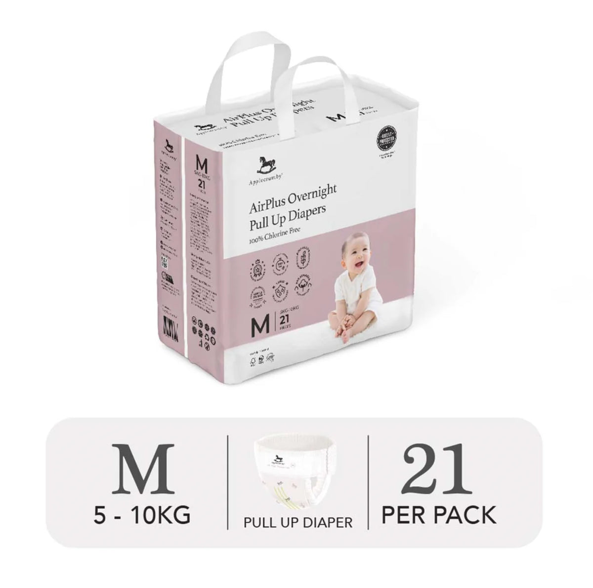 Tã Quần Đêm AirPlus Overnight Mini Size M (21 Miếng) | Applecrumby
