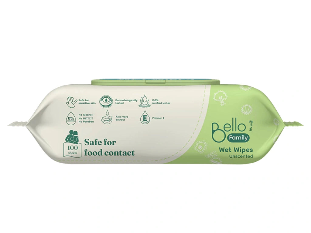 Bello wet wipes 100 sheets for the family (smellless)