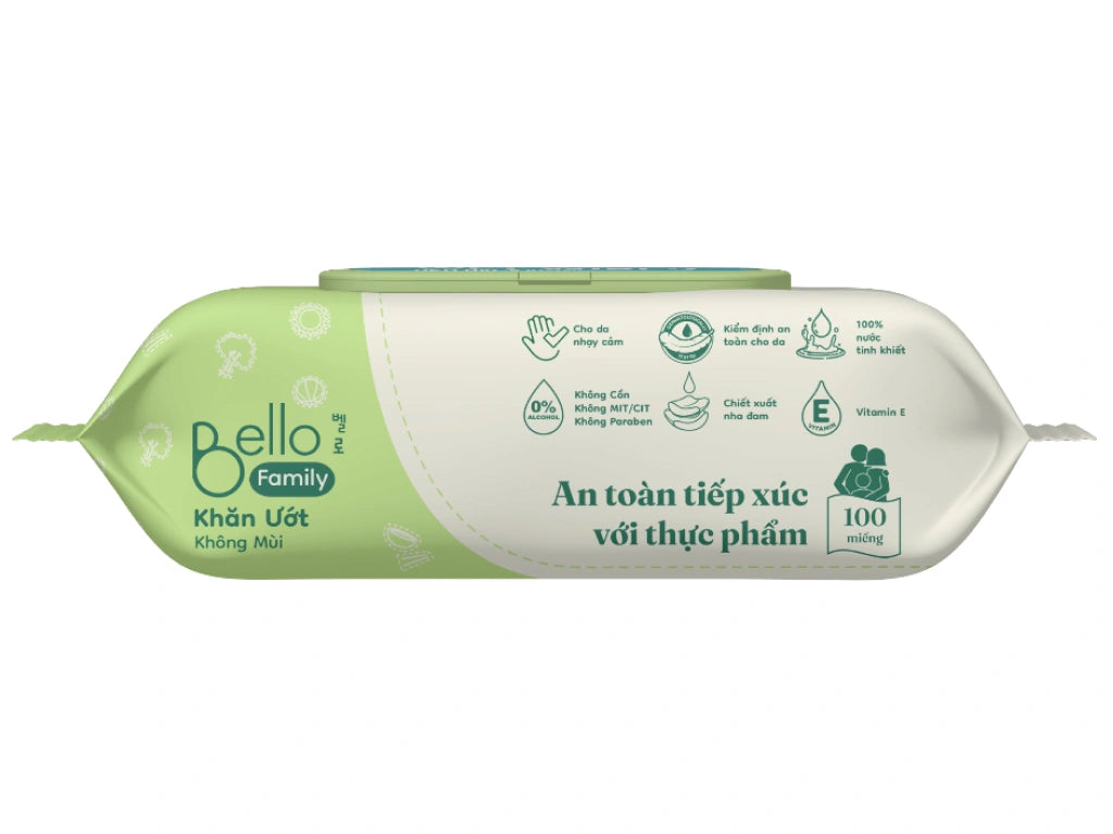 Bello wet wipes 100 sheets for the family (smellless)