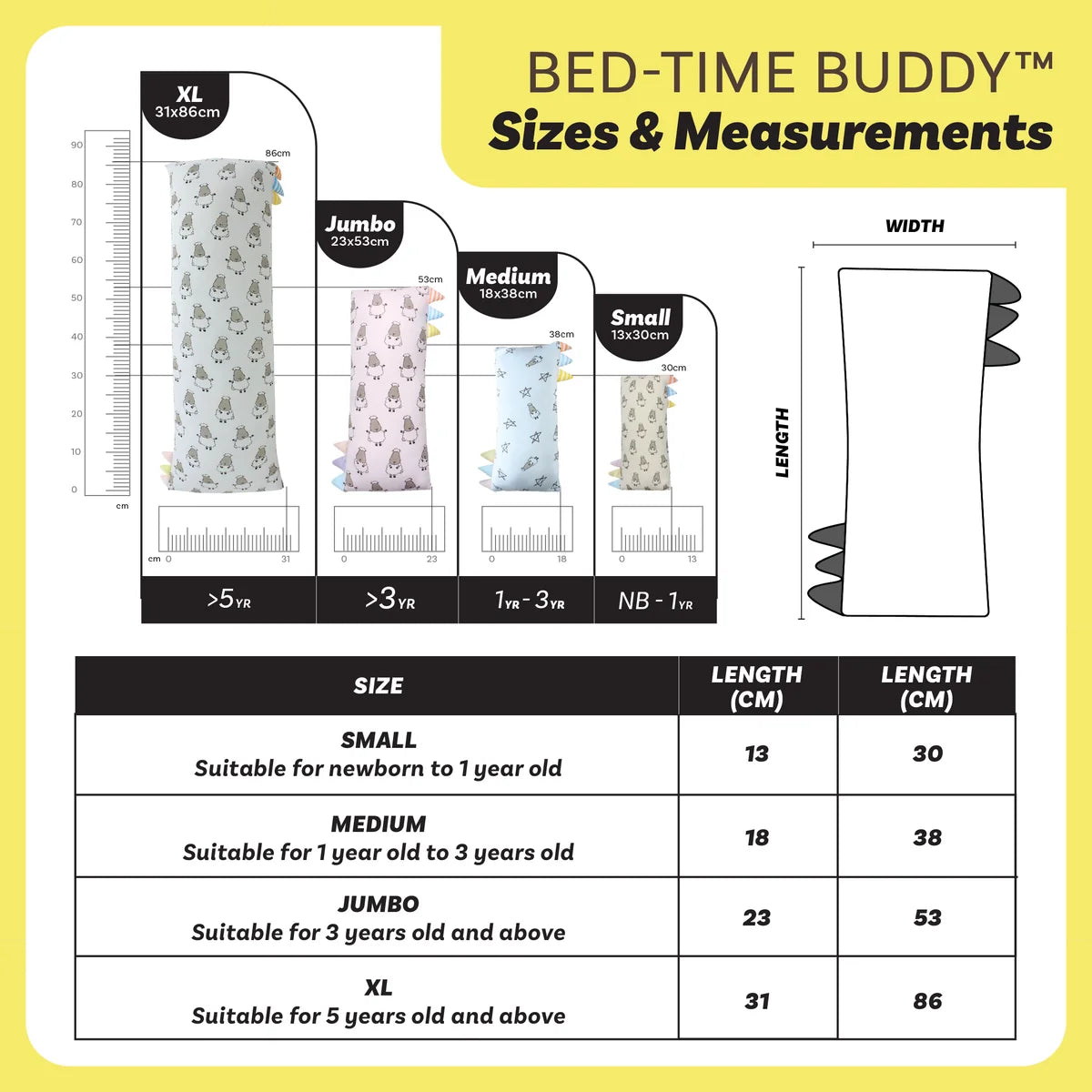 Gối Ôm Vải Sợi Tre Hoạ Tiết Chú Cừu Bed-Time Buddy (13x30cm) Nhiều Màu| Baa Baa Sheepz