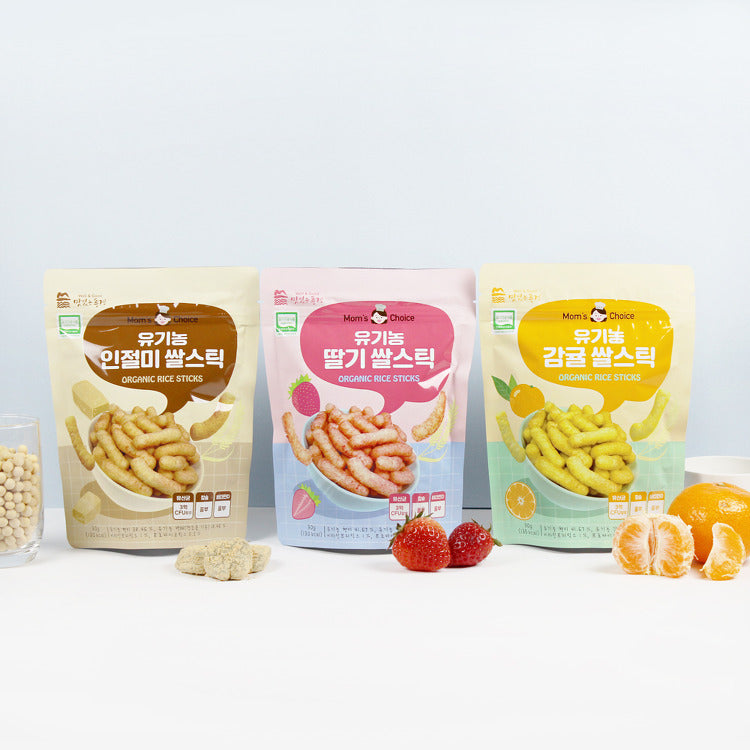 Bánh gạo lứt hữu cơ Mom's Choice hình que vị quýt 30g