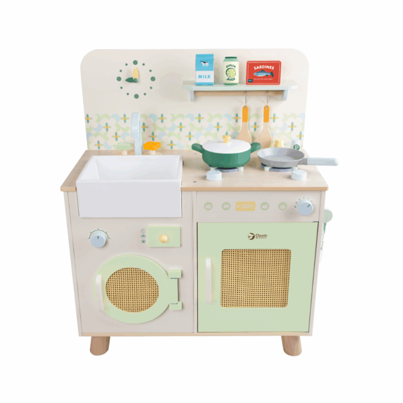 Bộ Đồ Chơi Nhà Bếp Bằng Gỗ Classic World – Kitchen Gỗ Tự Nhiên 16 Món Cho Bé (Đồ Chơi Giả Vờ Nấu Ăn)