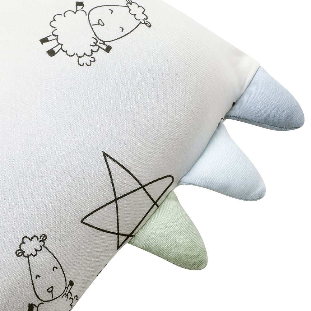 Gối Ôm Sợi Tre Hoạ Tiết Ngôi Sao Và Cừu Bed-Time Buddy Cute Big Star And Sheepz Màu Trắng Nhiều Size | Baa Baa Sheepz