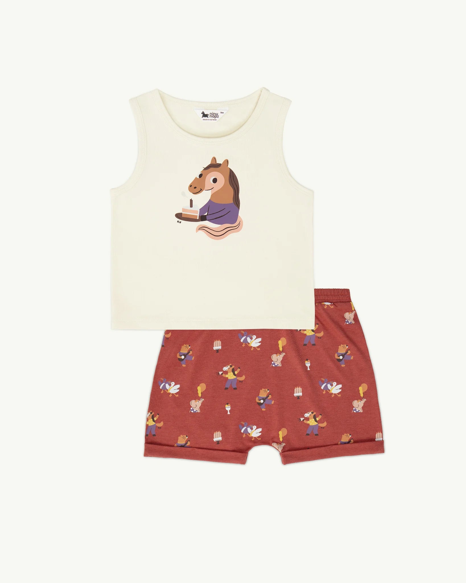 Set Quần Áo Cho Bé Party Friends Short Set (9M-24M) | NINUNAPZ