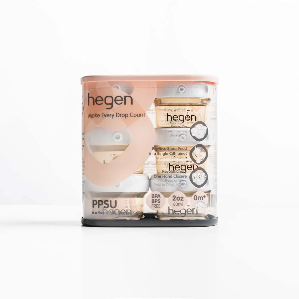 Set of 6 Hegen milk storage bottles