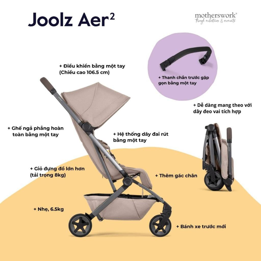 Joolz Aer2 high-end stroller for babies from birth to 4 years old - 1-hand folding
