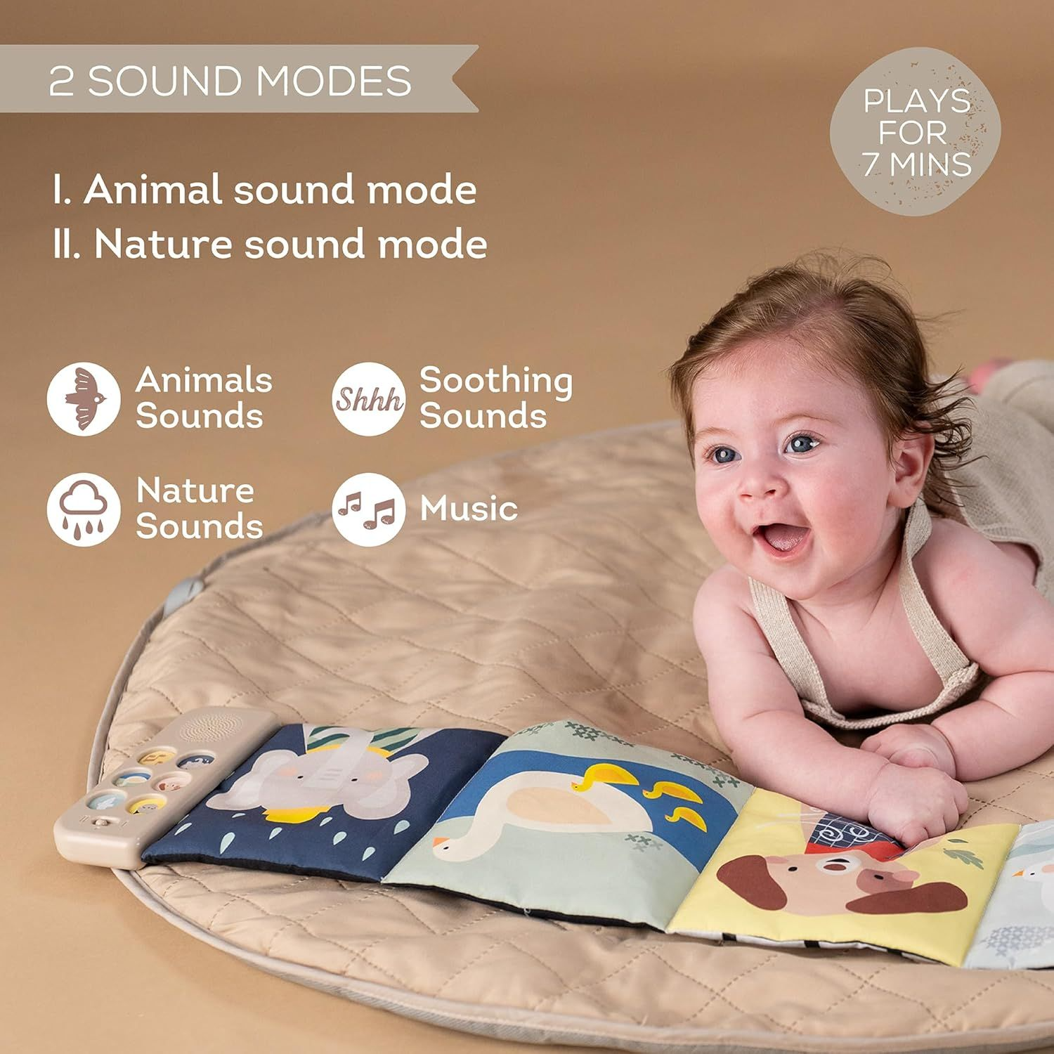 TAF TOYS Musical Fabric Book for Newborns – Sensory Stimulation & Gentle Lullabies