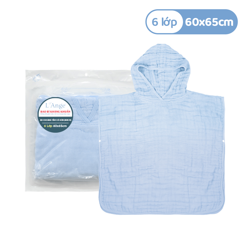 Áo Choàng Tắm L'ANGE 6 Lớp Có Nón Cho Bé Mềm Mại, Thấm Hút Tối Ưu
