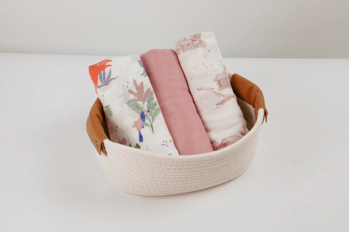 Bộ 3 khăn quấn muslin sợi tre cho bé 120cm Little Rei