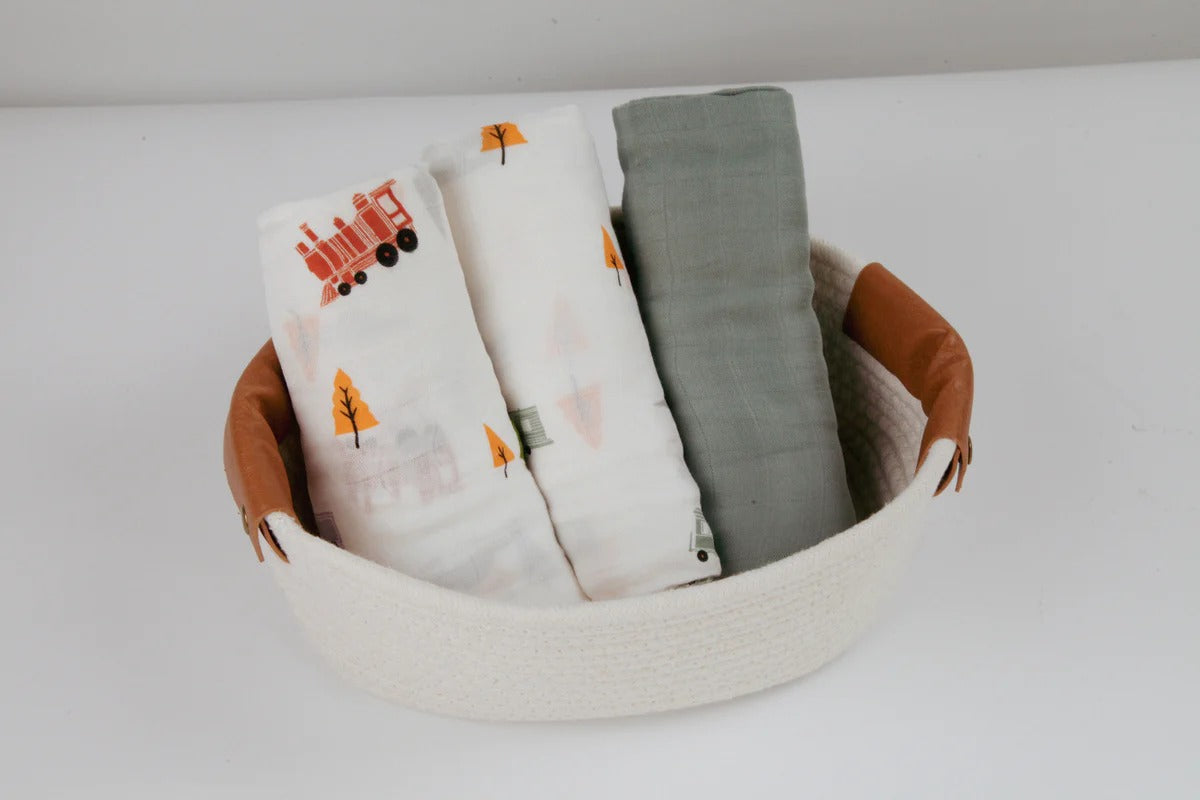 Bộ 3 khăn quấn muslin sợi tre cho bé 120cm Little Rei