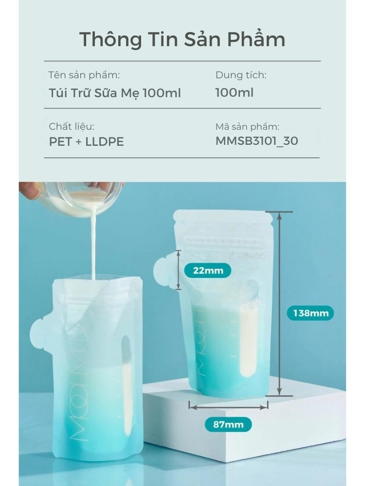 MOOIMOM Túi trữ sữa cảm ứng nhiệt 100ml