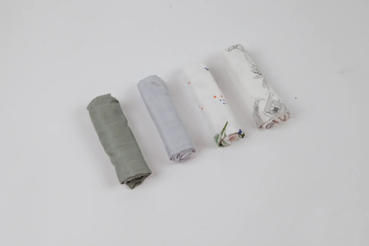 Bộ 4 chiếc Khăn tắm, khăn rửa mặt sợi tre Little Rei