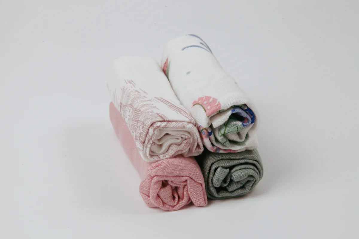 Bộ 4 chiếc Khăn tắm, khăn rửa mặt sợi tre Little Rei