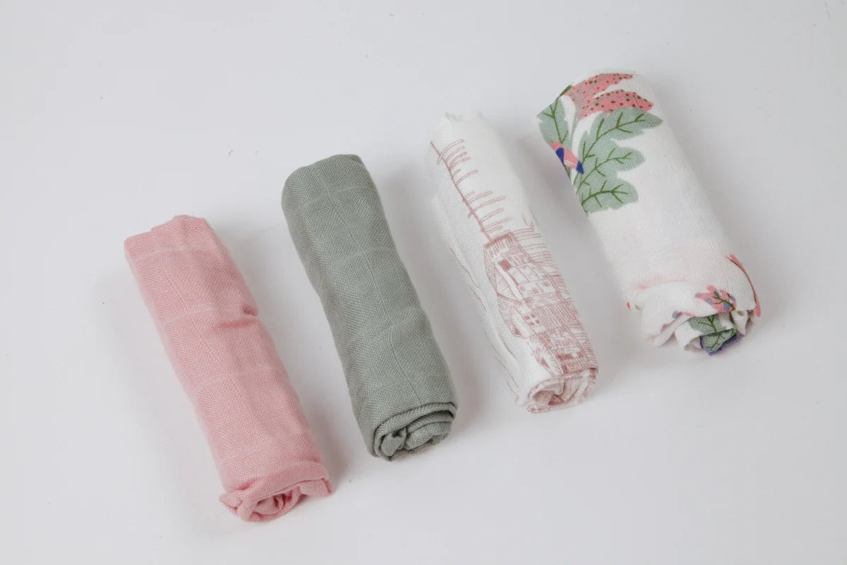 Bộ 4 chiếc Khăn tắm, khăn rửa mặt sợi tre Little Rei