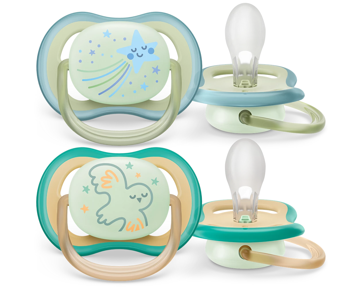 Ty ngậm thông khí dạ quang Philips Avent ultra air 0-6 tháng