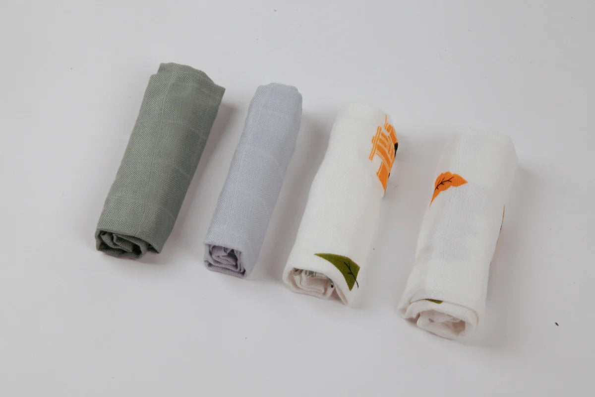 Bộ 4 chiếc Khăn tắm, khăn rửa mặt sợi tre Little Rei